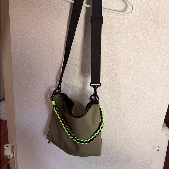 SHEIN Handbags - SHEIN Olive Green Messenger Bag with Neon Yellow Accent
